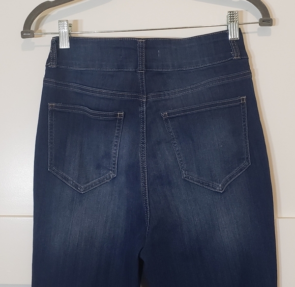 Nellie May Denim Stretch High Rise Jeans Darkwash Whiskering Fading Size 9 - Picture 10 of 11